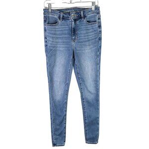 Womens American Eagle Super High-Rise Blue Denim Jegging Next Level Stretch 6L